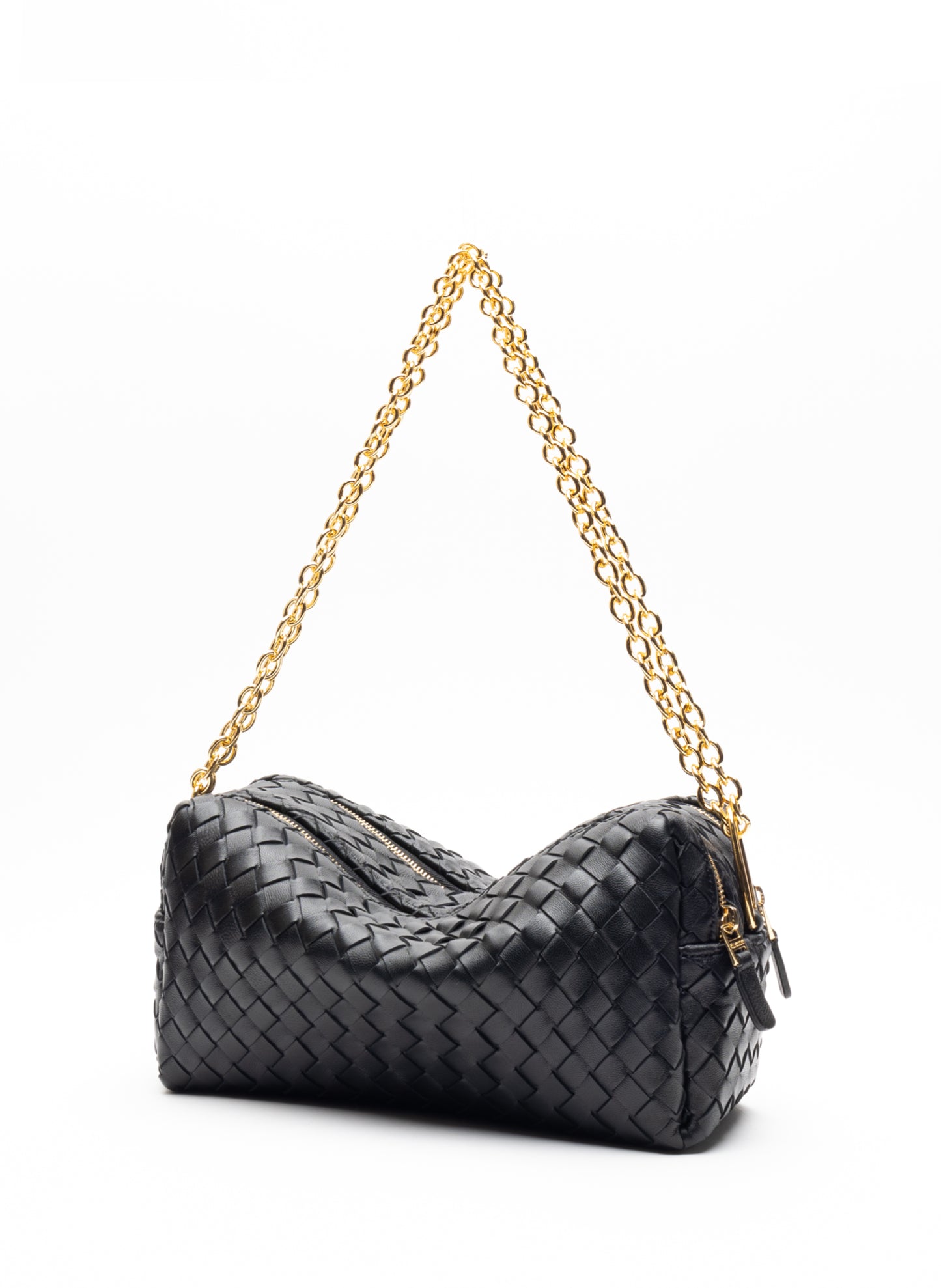 Trousse Chain Woven Leather Black