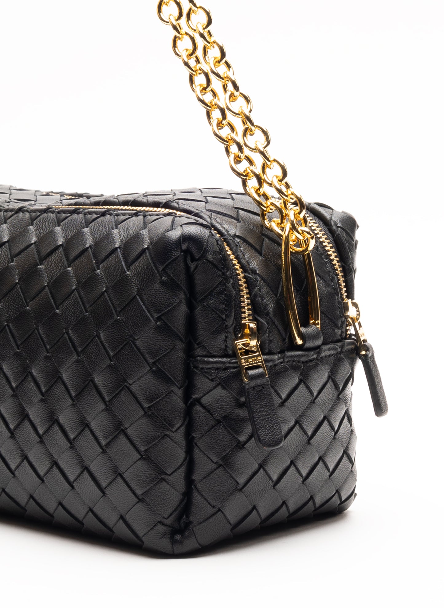 Trousse Chain Woven Leather Black