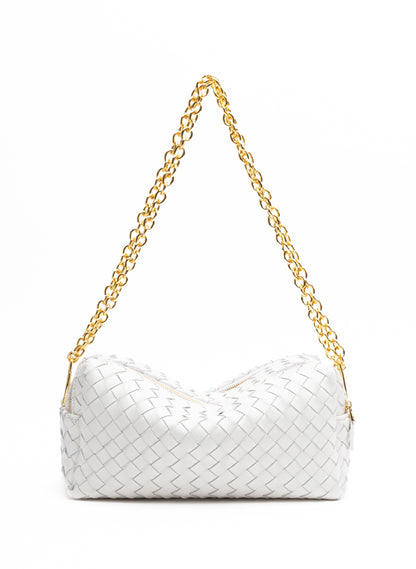 Trousse Chain Woven Leather White