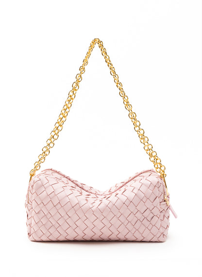 Trousse Chain Woven Leather Pink