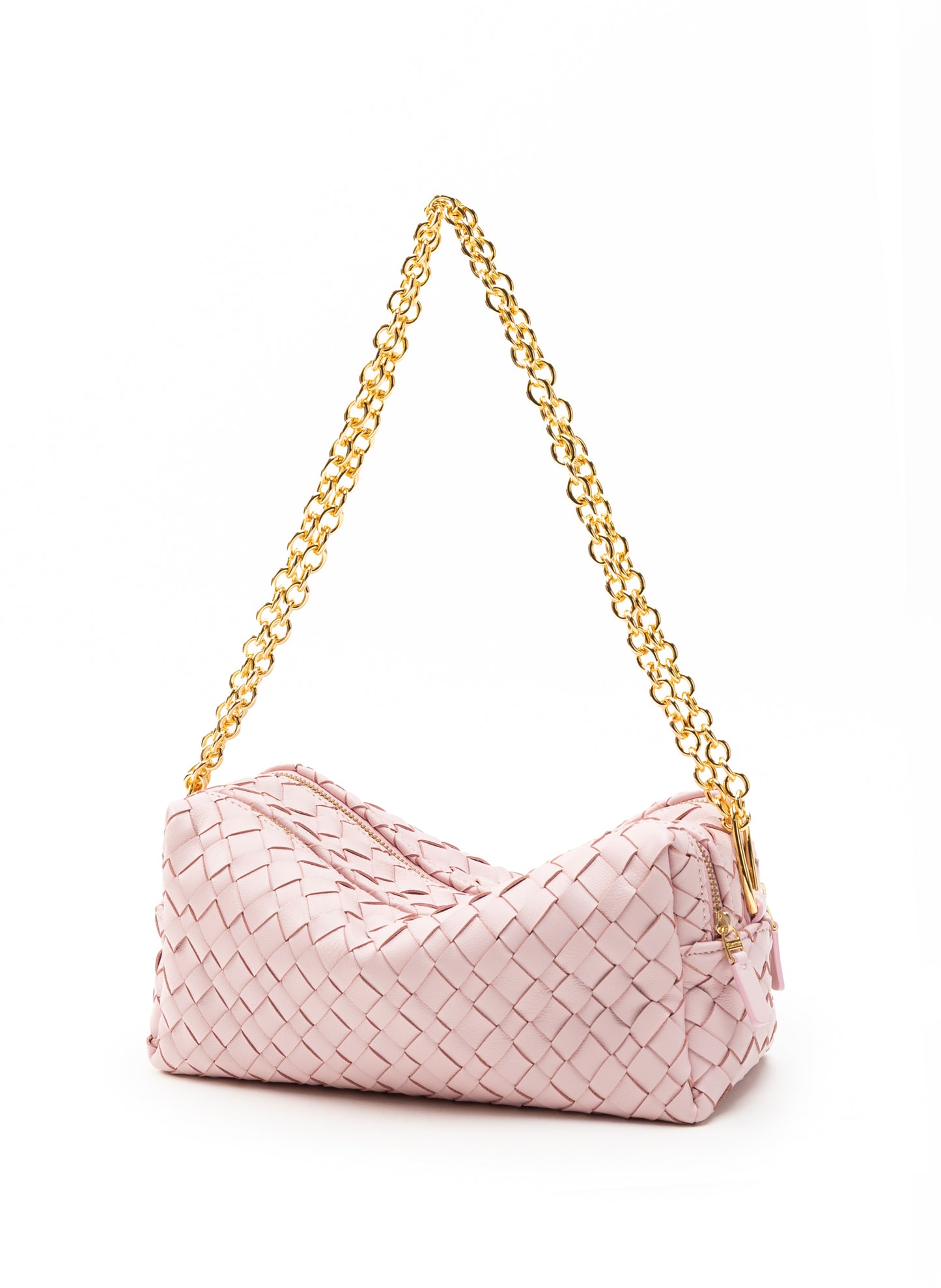 Trousse Chain Woven Leather Pink