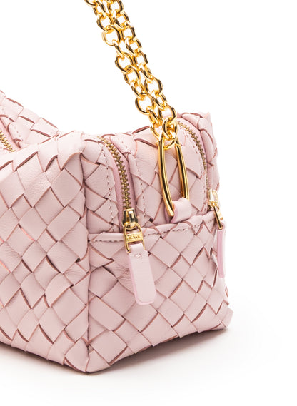 Trousse Chain Woven Leather Pink