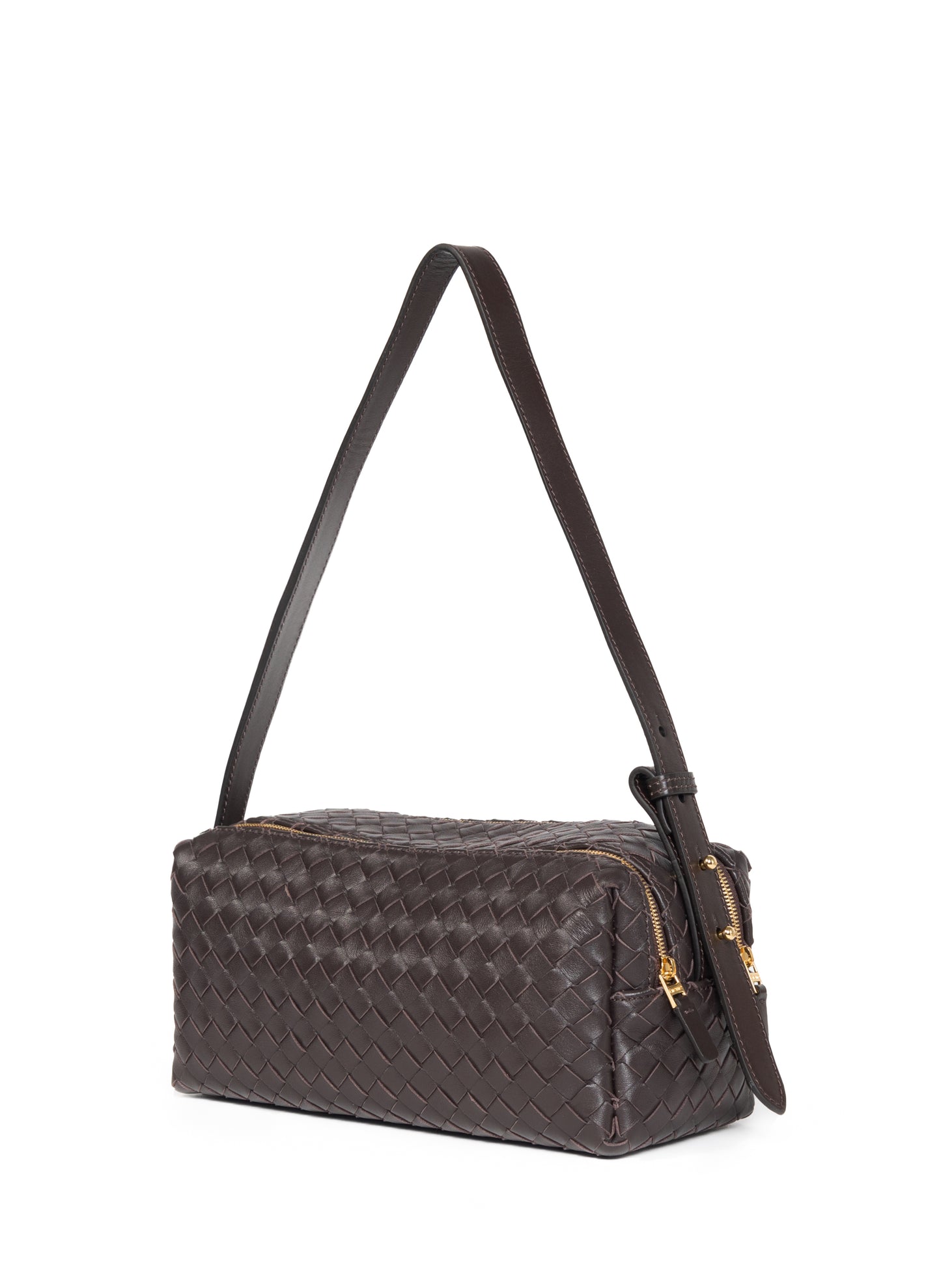 Trousse Intrecciata Leather Dark Brown