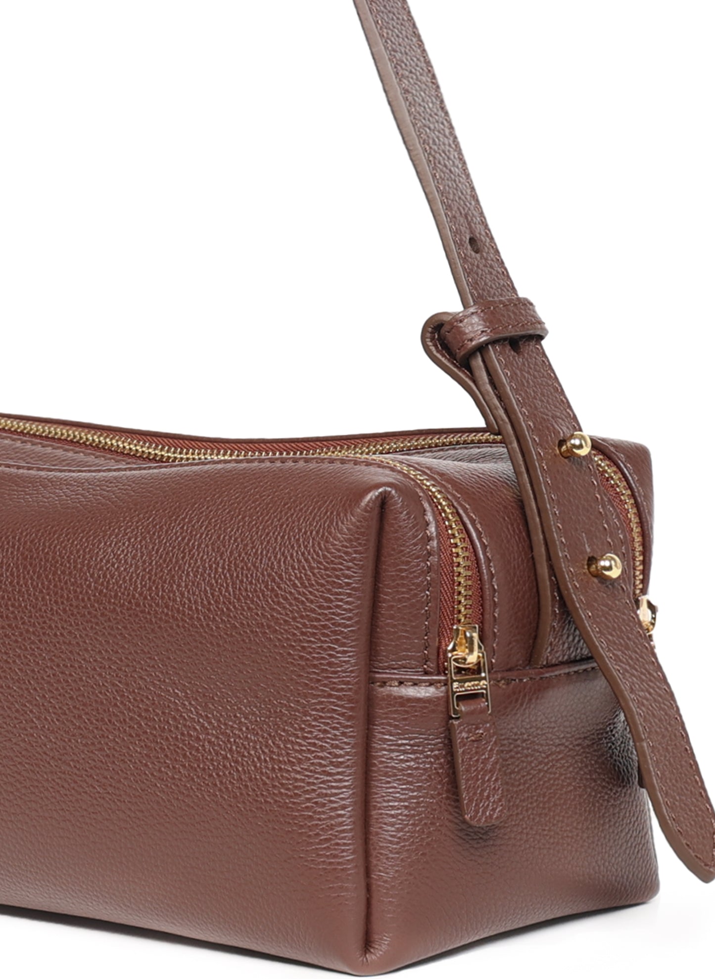 Trousse en cuir grainé marron foncé