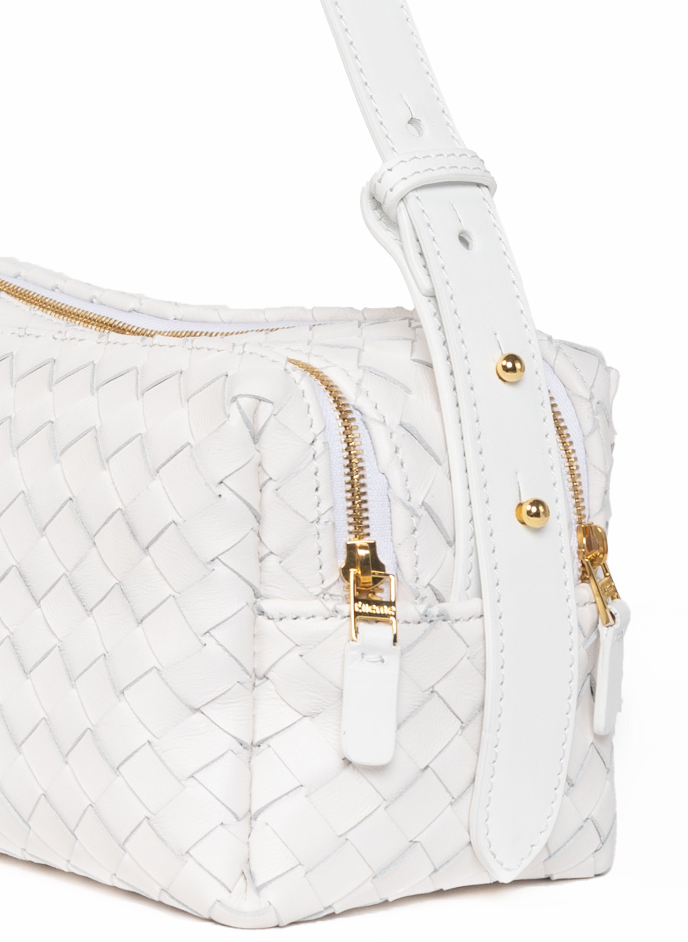 Trousse Woven Leather White - 編み込みレザーショルダーバッグ