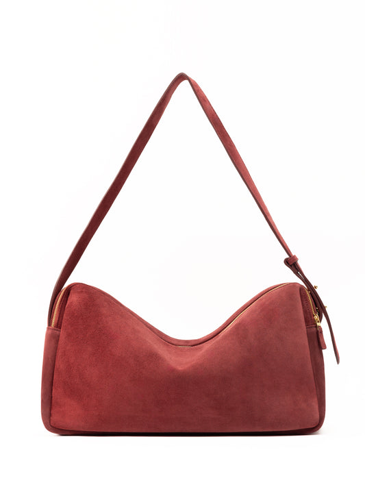 Trousse Large en Daim Bordeaux