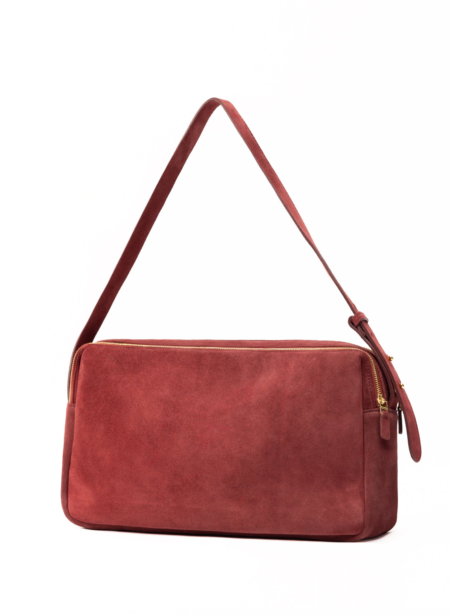 Trousse Large en Daim Bordeaux