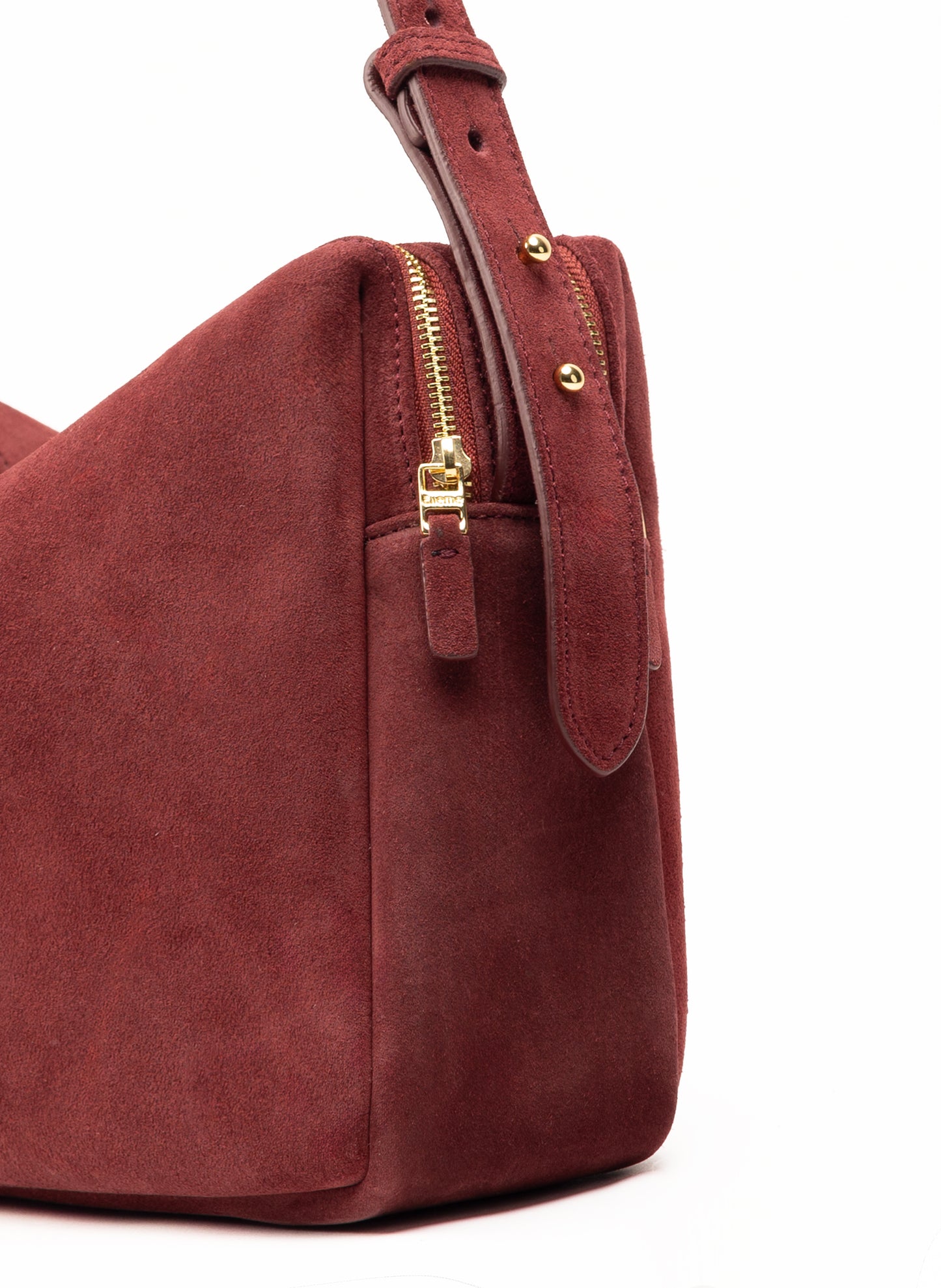 Trousse Large en Daim Bordeaux