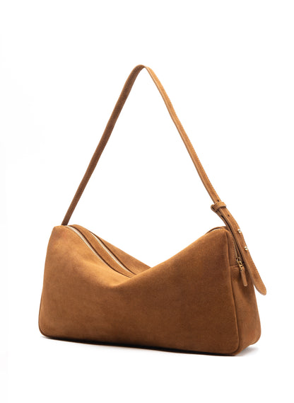 Trousse Large en Daim Cognac