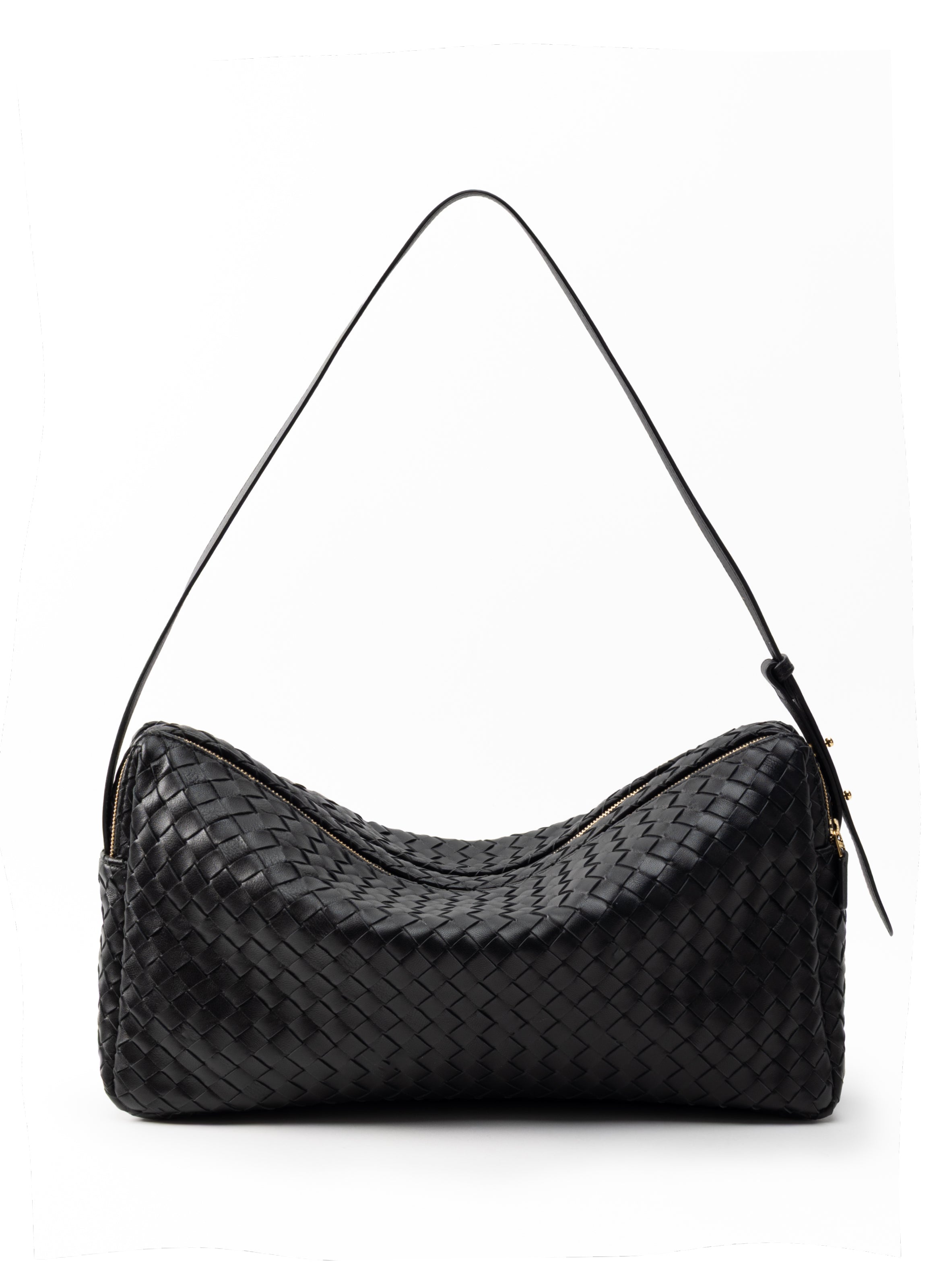Trousse Large Woven Leather Black - Trendy Work Bags - Elleme