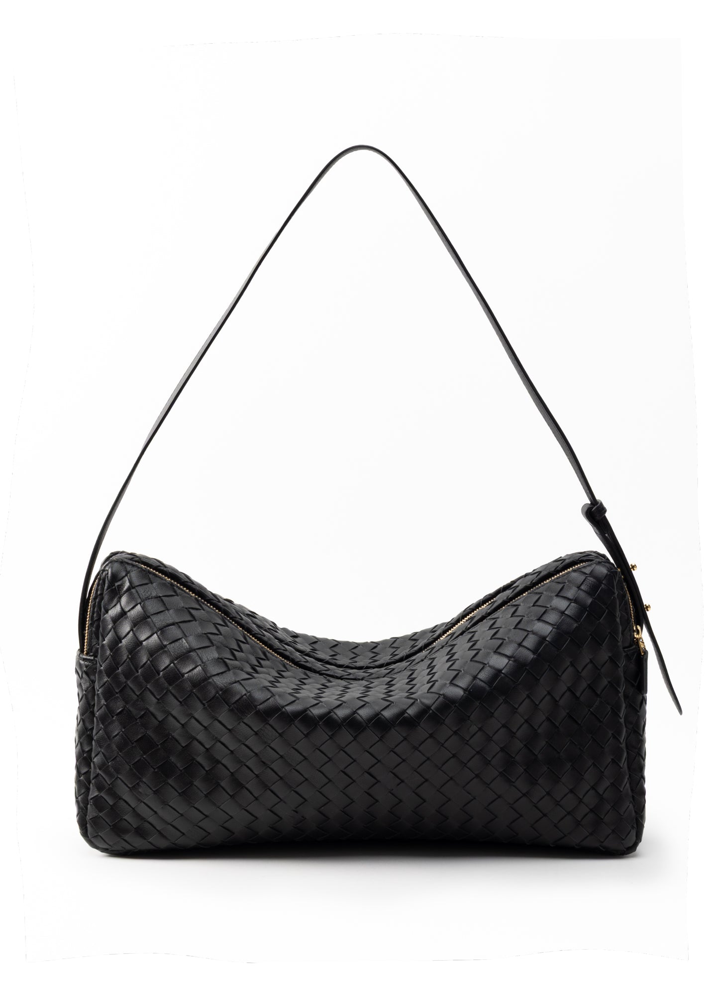 Trousse Large Woven Leather Black