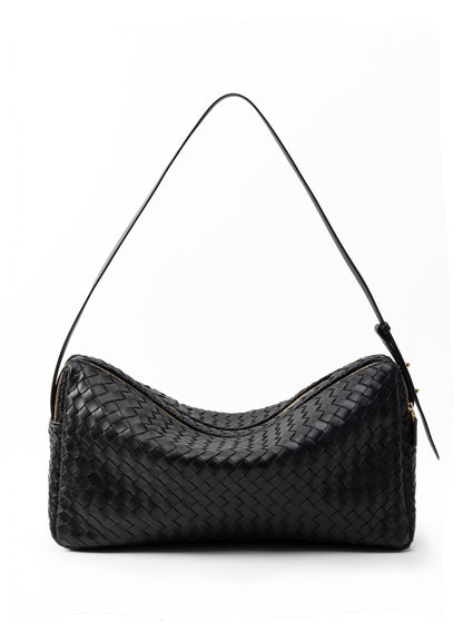 Trousse Large Woven Leather Black