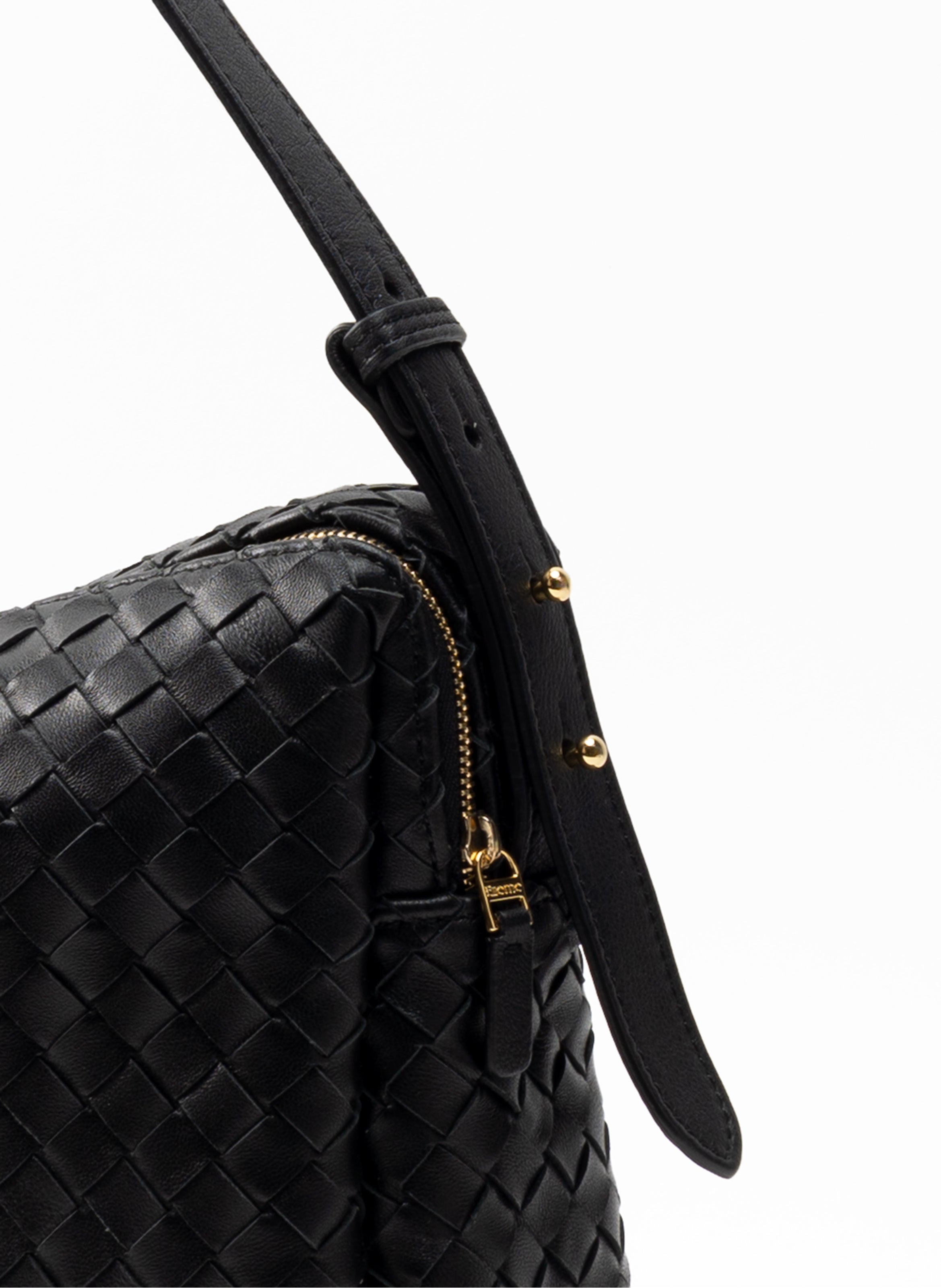 Trousse Large Woven Leather Black - Trendy Work Bags - Elleme