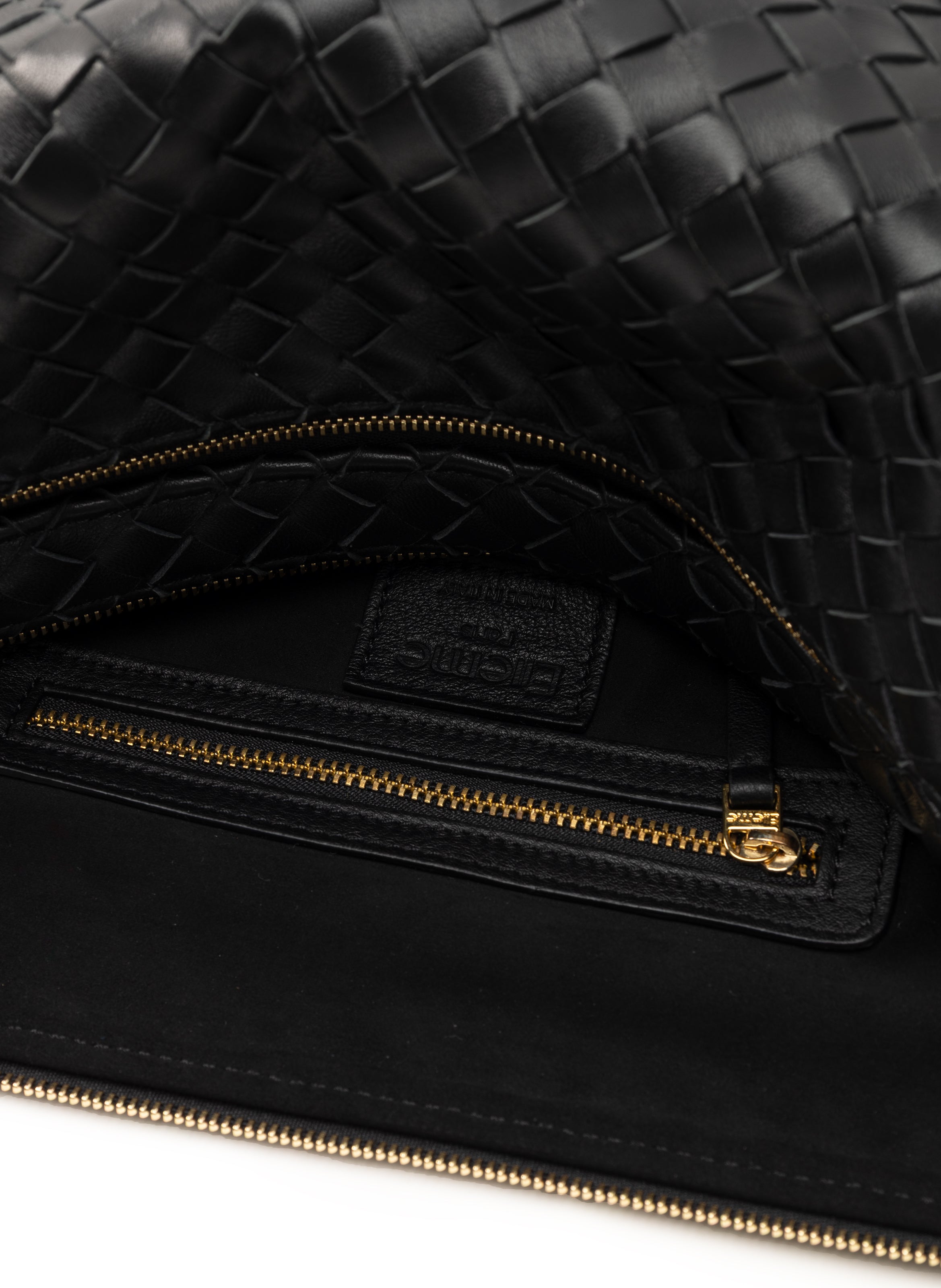 Trousse Large Woven Leather Black - Trendy Work Bags - Elleme