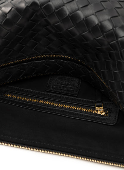 Trousse Large Woven Leather Black