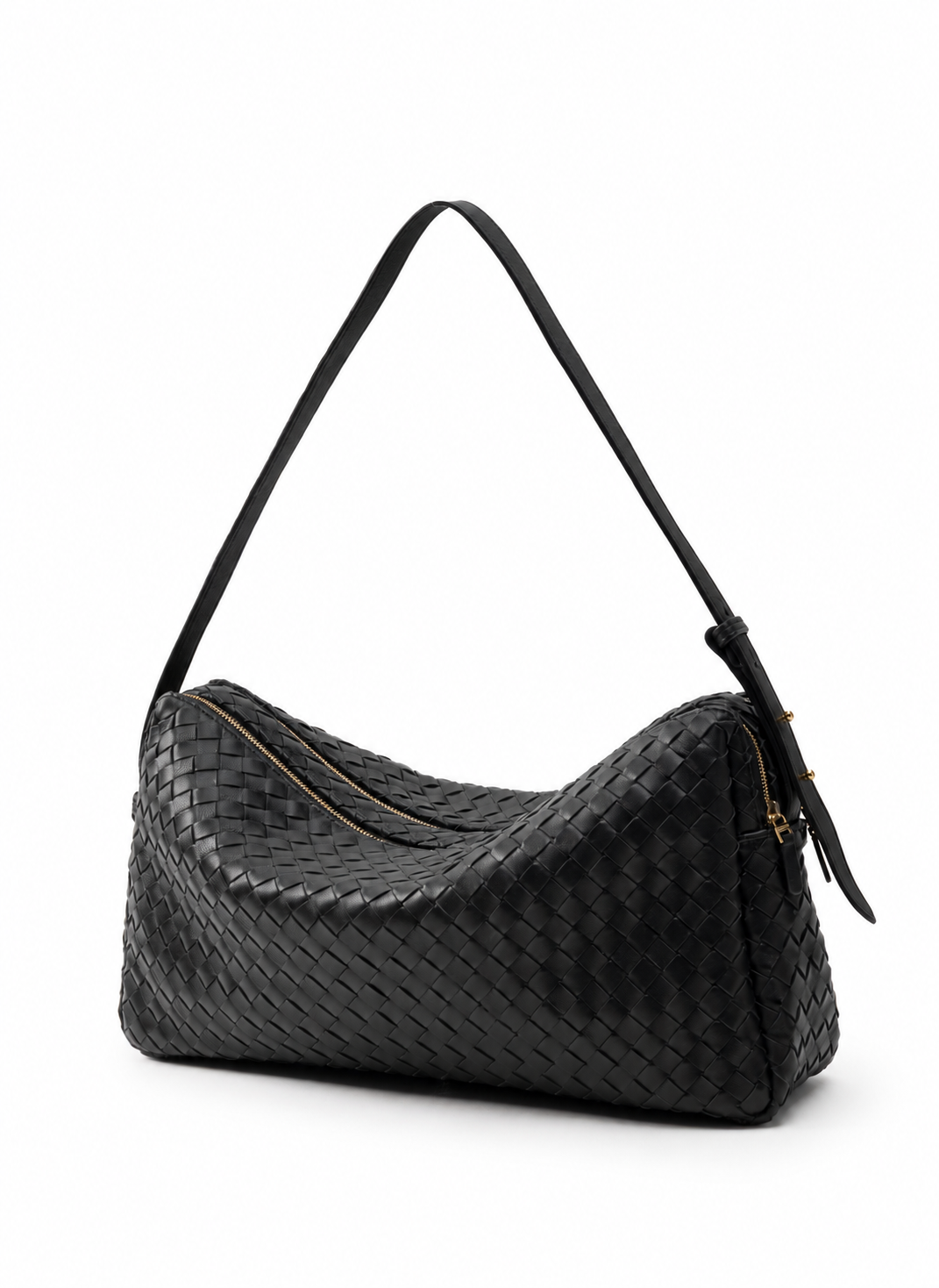 Trousse Large Woven Leather Black