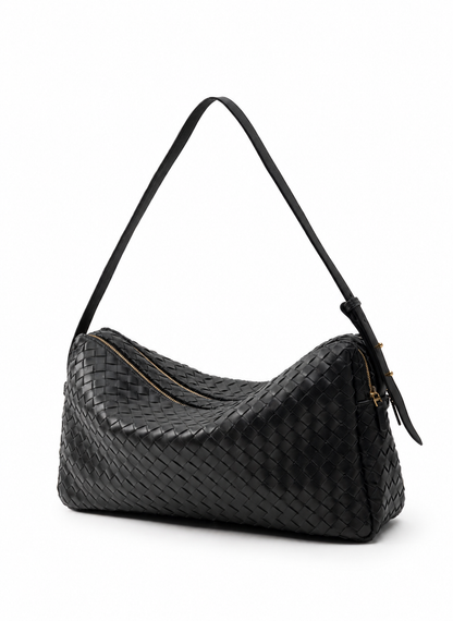 Trousse Large Woven Leather Black