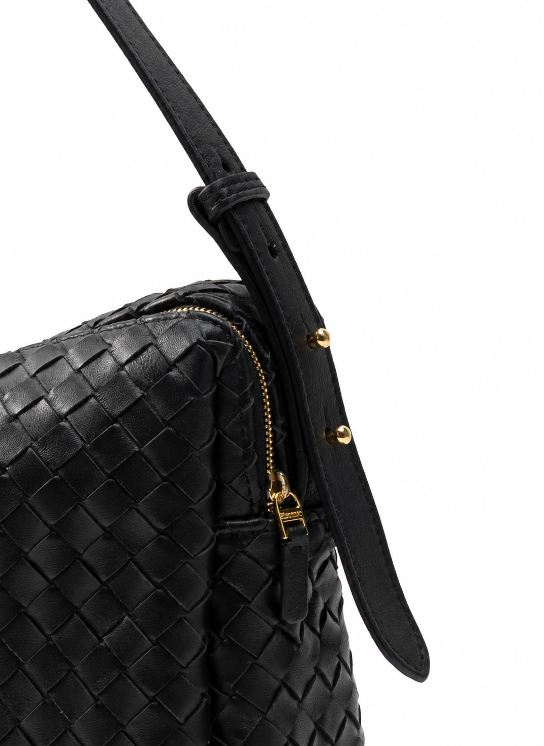 Trousse Large Woven Leather Black