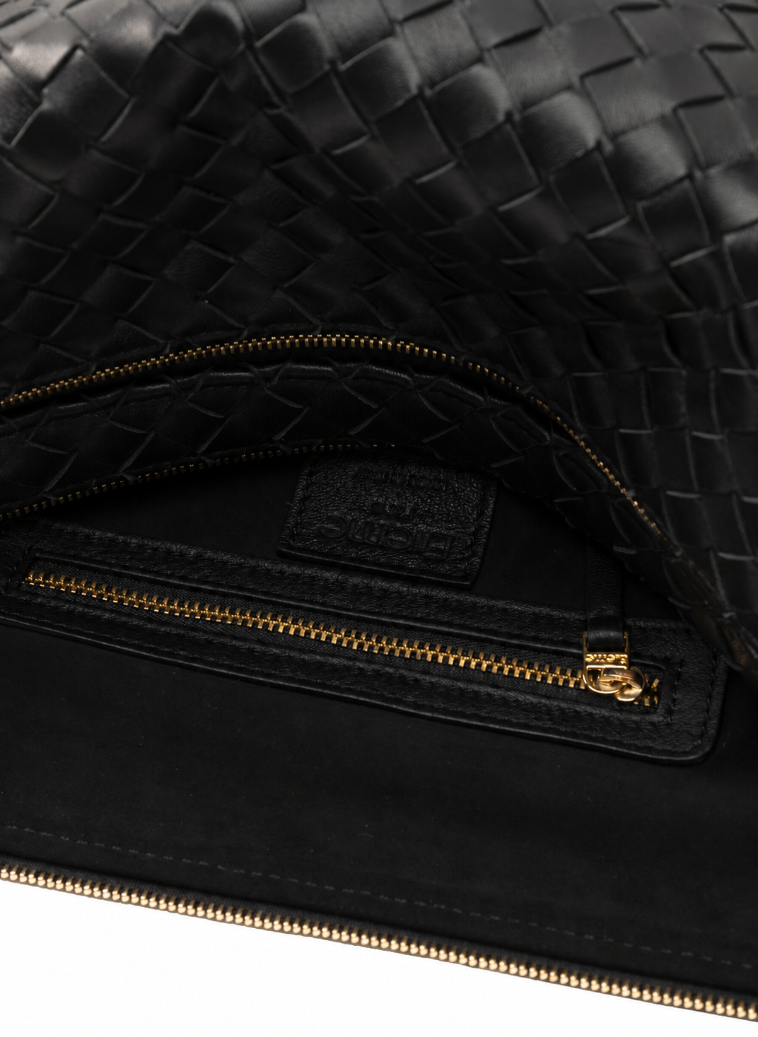 Trousse Large Woven Leather Black