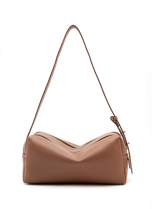 Trousse Pebbled Leather Cognac/White stitching