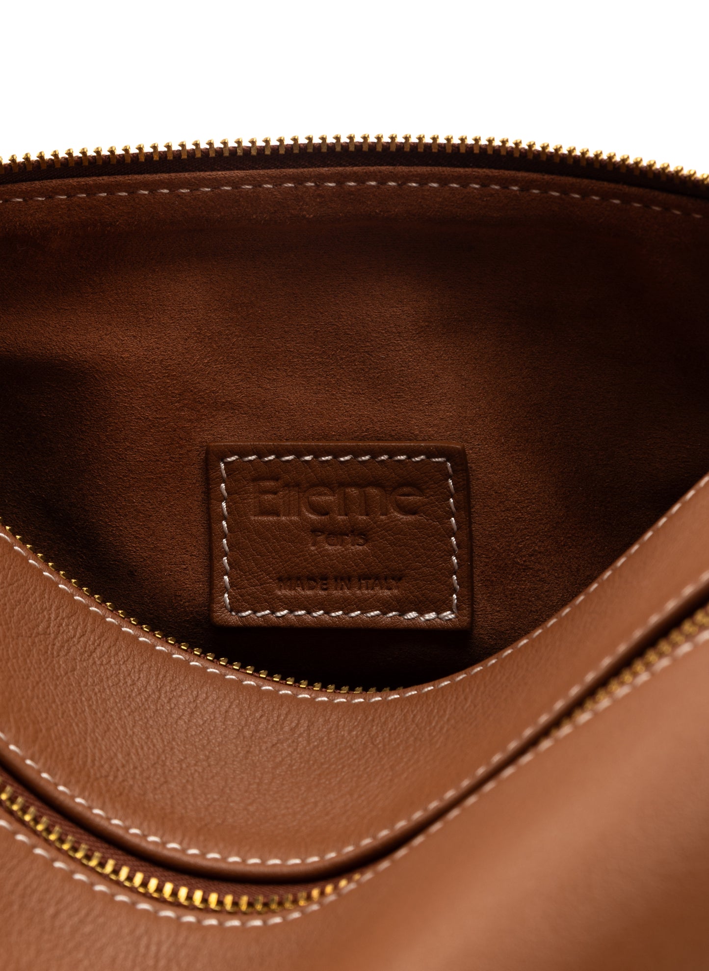 Trousse Pebbled Leather Cognac/White stitching