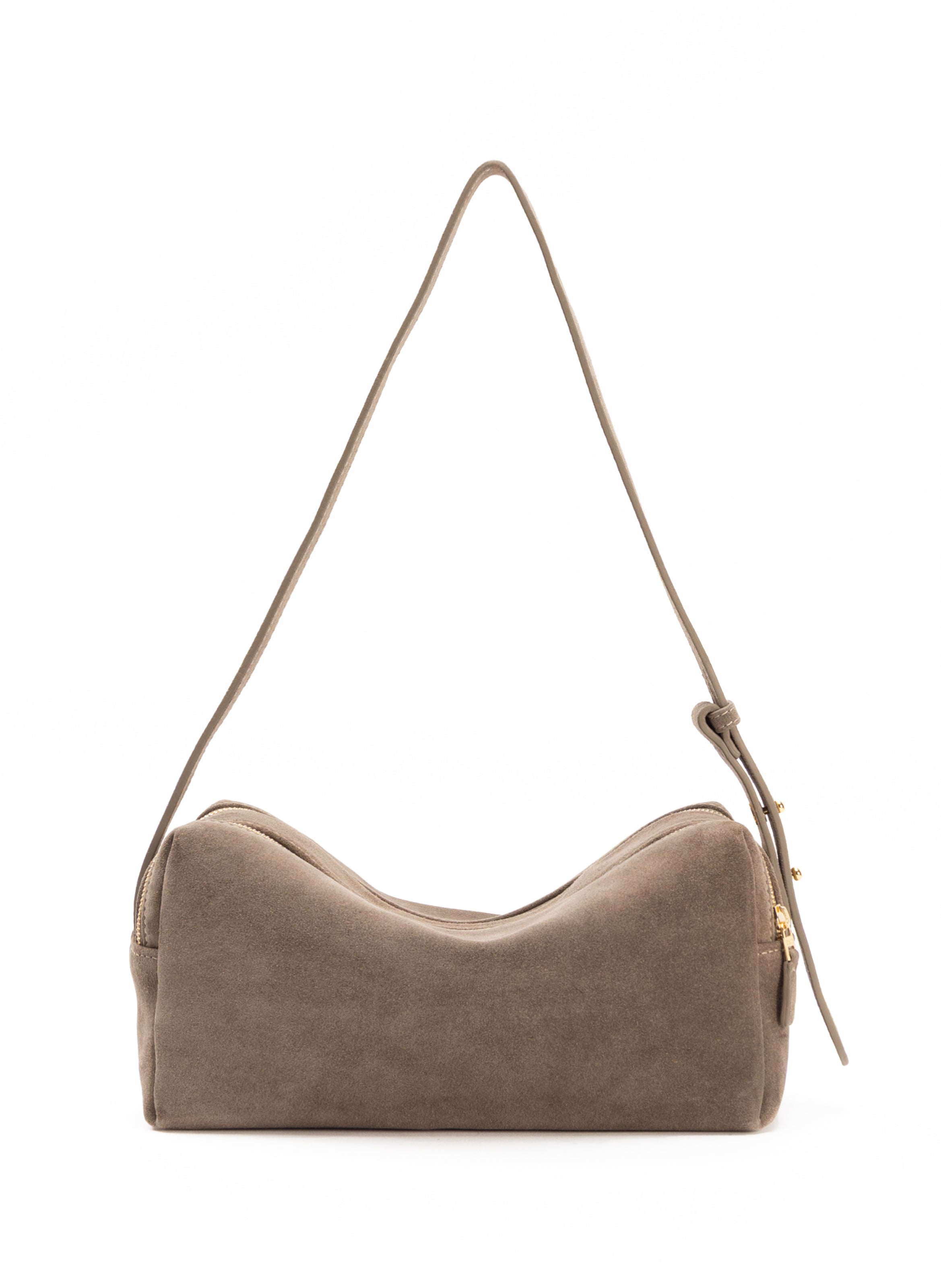 Trousse Suede Taupe - Suede Handbags for Women - Elleme