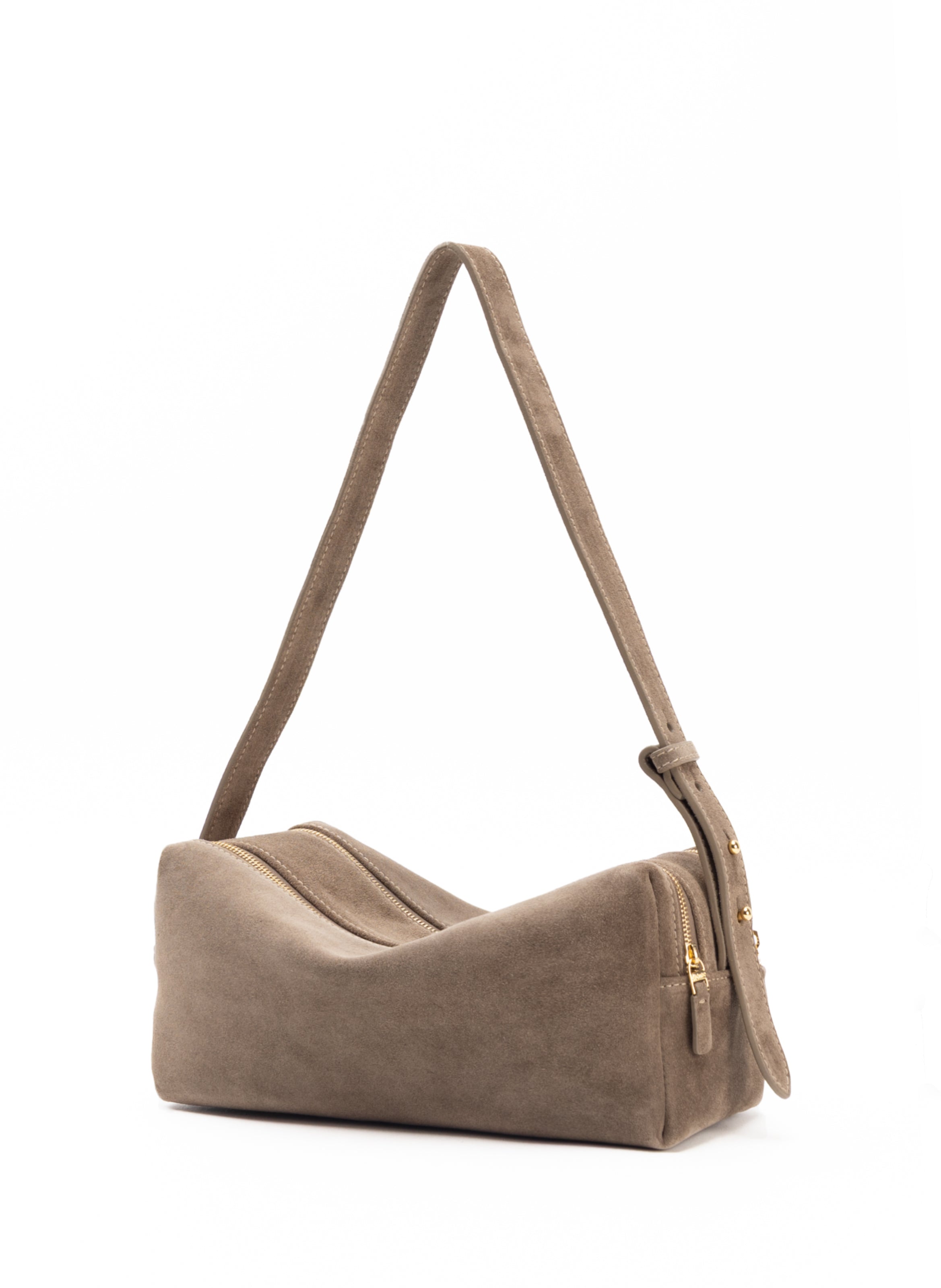 Trousse Suede Taupe - Suede Handbags for Women - Elleme