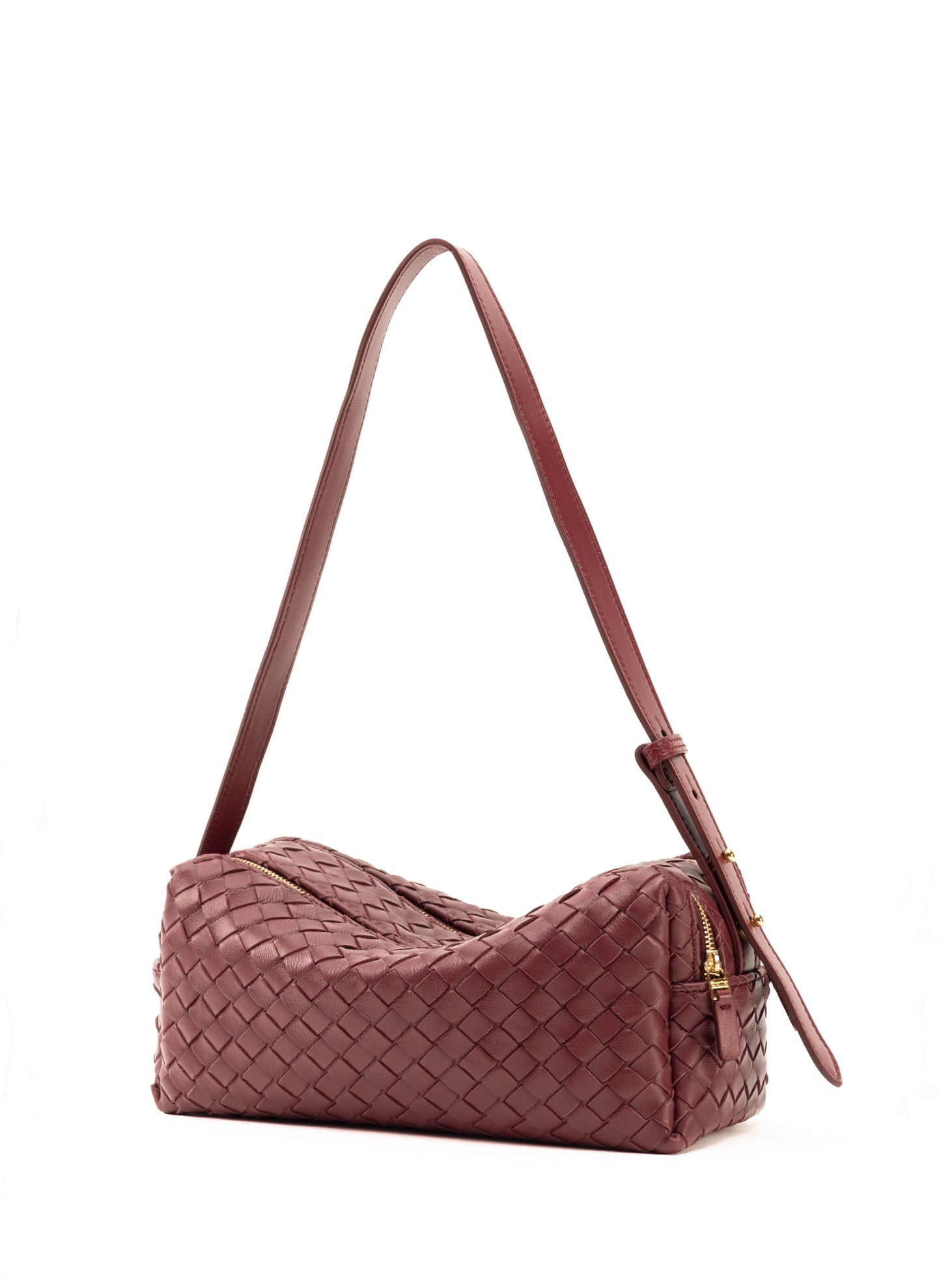 Trousse Woven Leather Burgundy