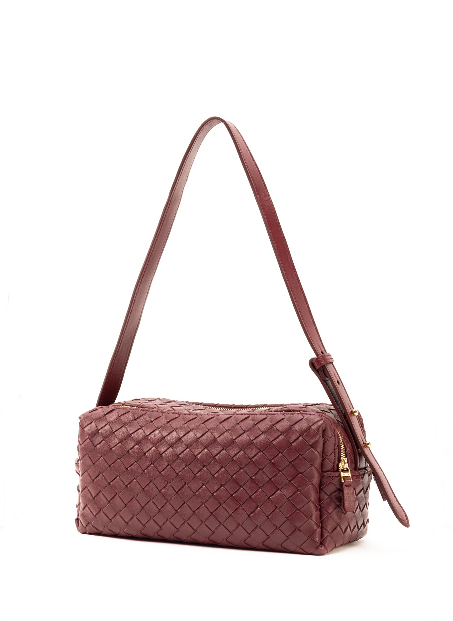 Trousse Woven Leather Burgundy