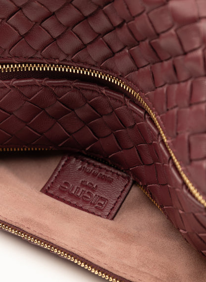Trousse Woven Leather Burgundy