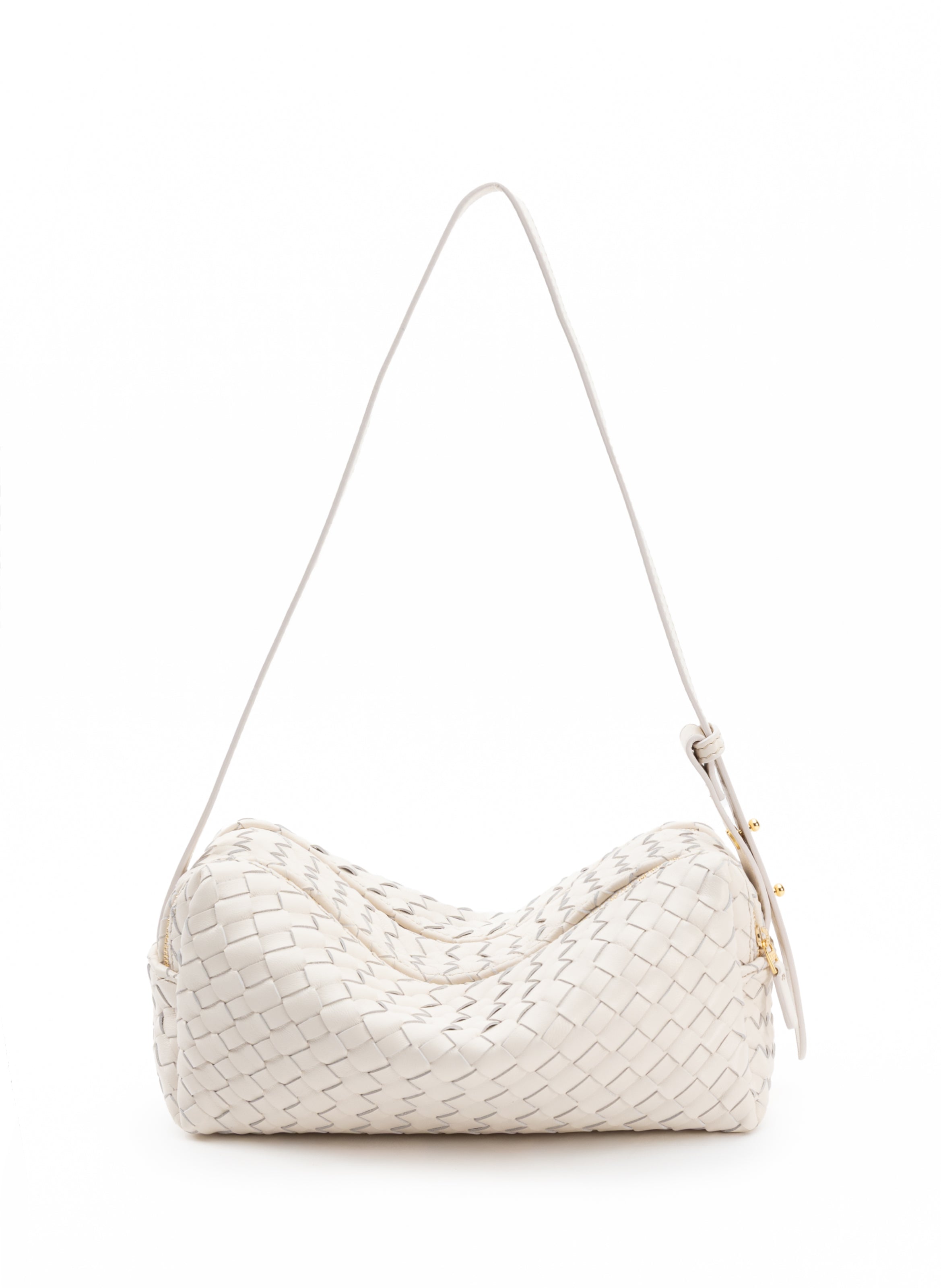 Trousse Woven Leather Ivory - Woven Leather Bags - Elleme