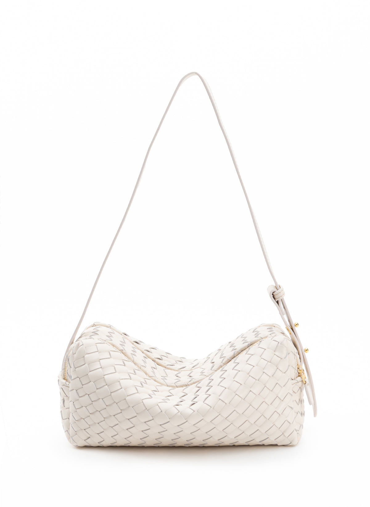 Trousse Woven Leather Ivory - Woven Leather Bags - Elleme