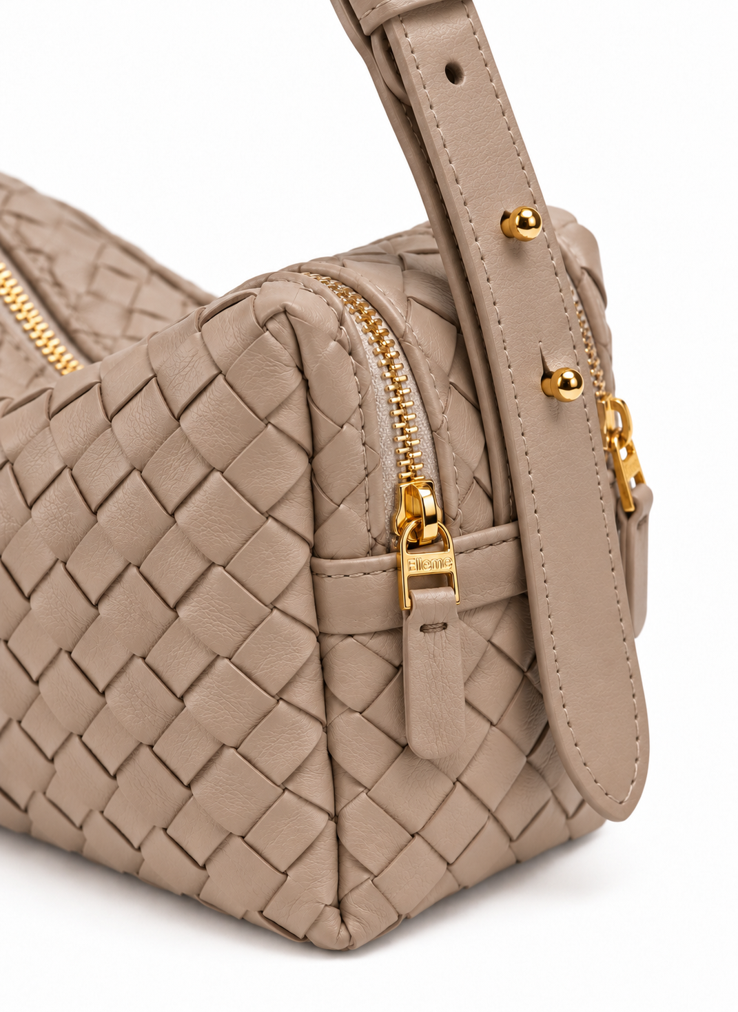 Trousse Woven Leather Taupe