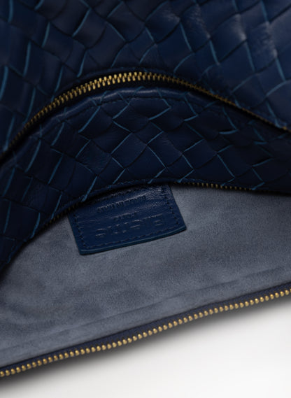 Trousse Woven Leather Navy