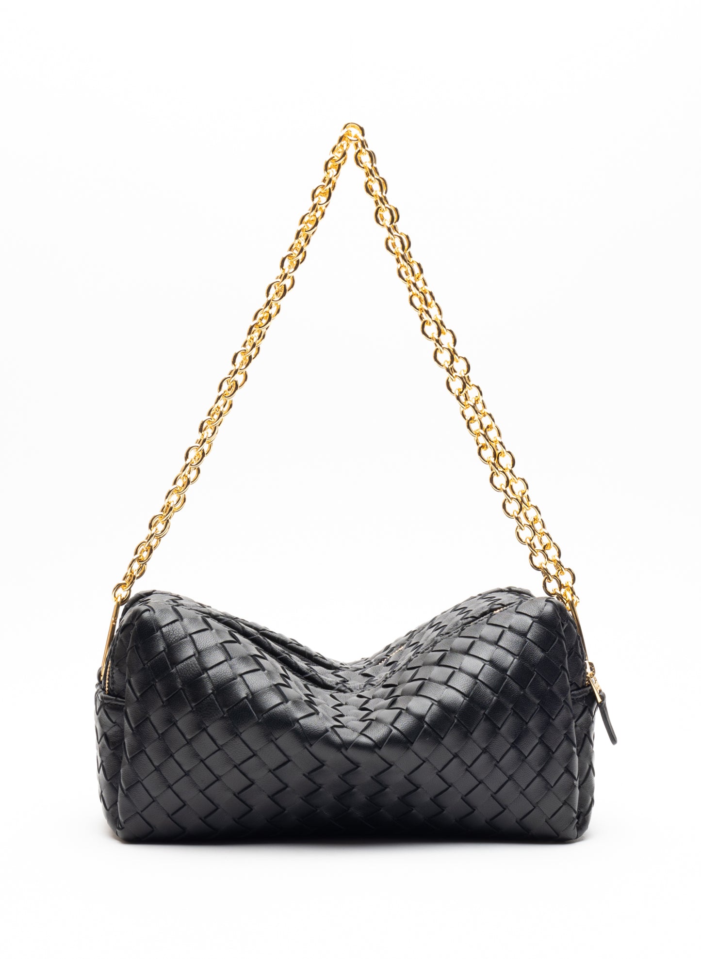 Trousse Chain Woven Leather Black