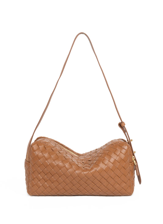 Trousse Woven Leather Cognac - Vorbestellung Lieferung in 3 Wochen