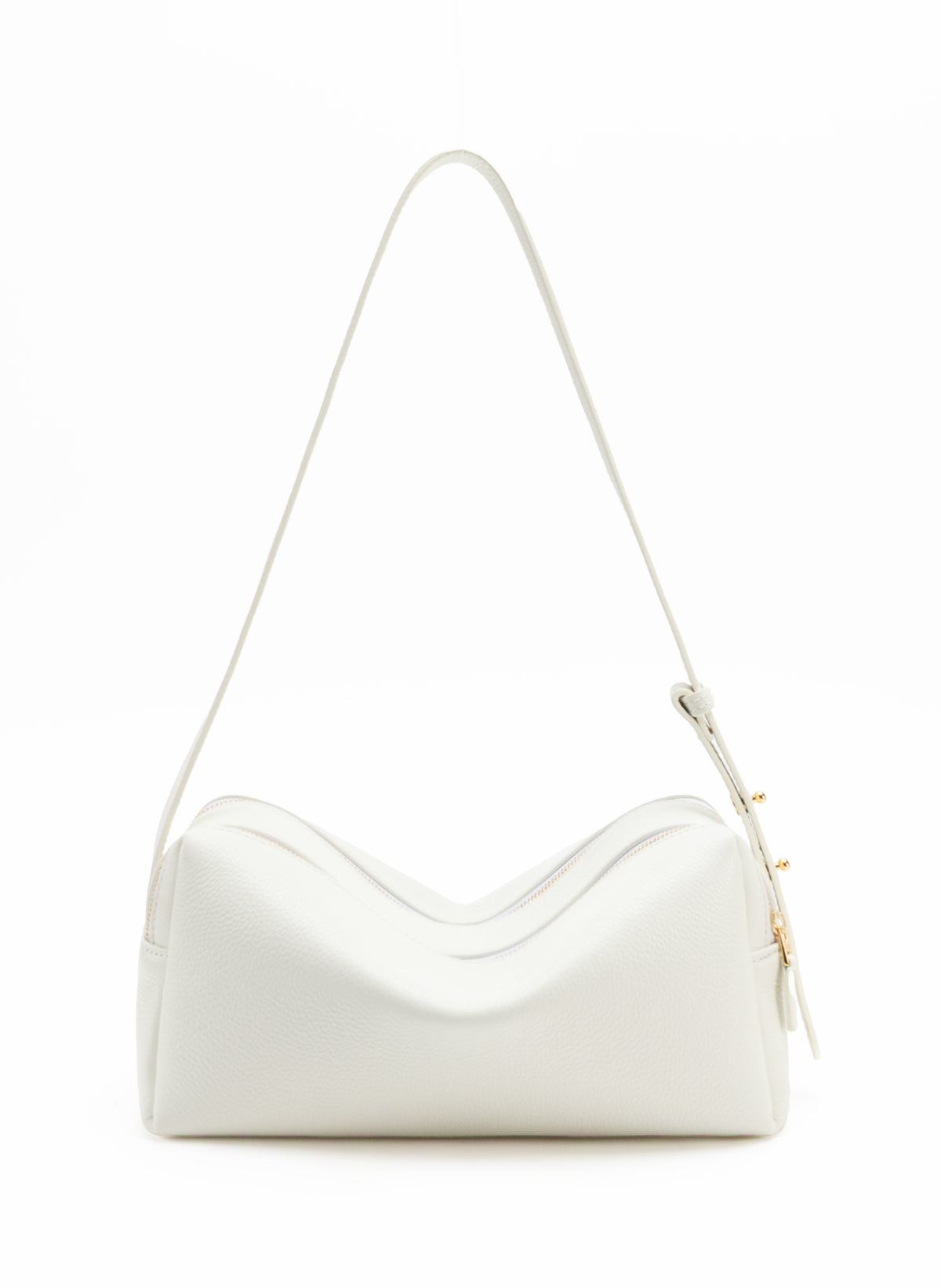 Trousse Pebbled Leather White - Minimalist Shoulder Bags - Elleme 