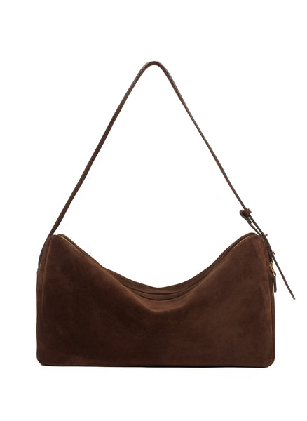 【Elleme】Trousse Large Suede Shoulder Bag Trousse Large Suede Cognac - Trendy Work Bags - Elleme