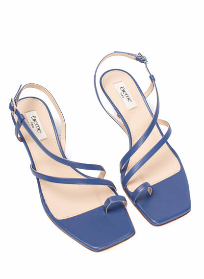 Sandales Twist Cuir Bleu Riviera