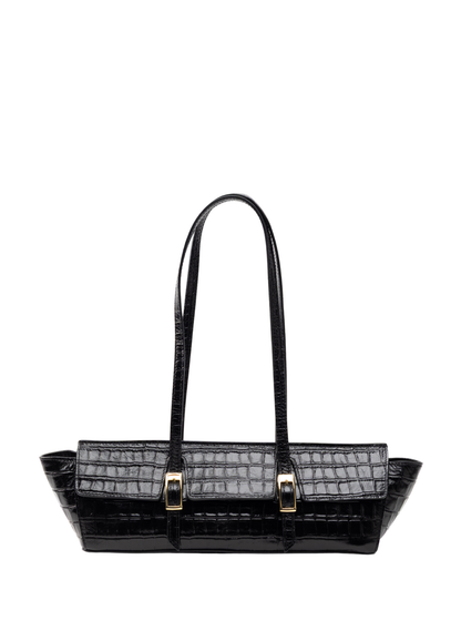 Le Bateau Croco Embossed Leather Black