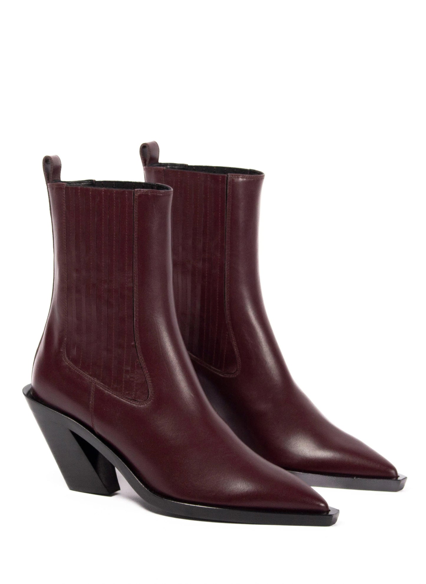 Eclair Boots Elastic Leather Burgundy