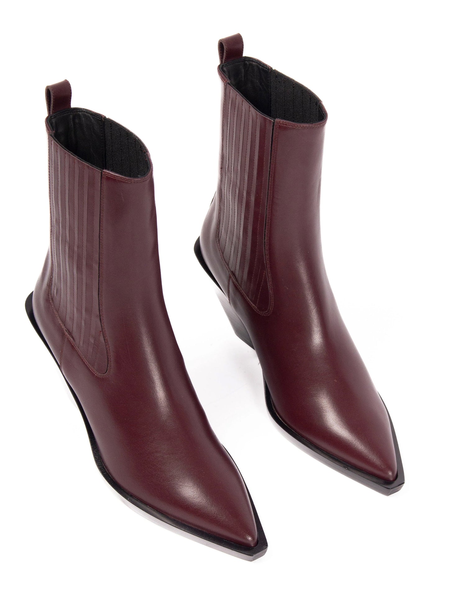 Eclair Boots Elastic Leather Burgundy