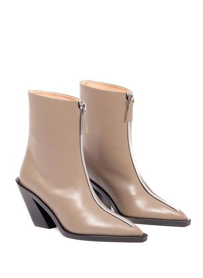Eclair Zipper Boots Leather Taupe