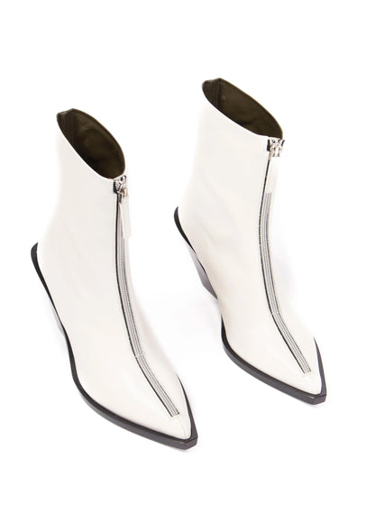 Éclair Zipper Boots Leather White