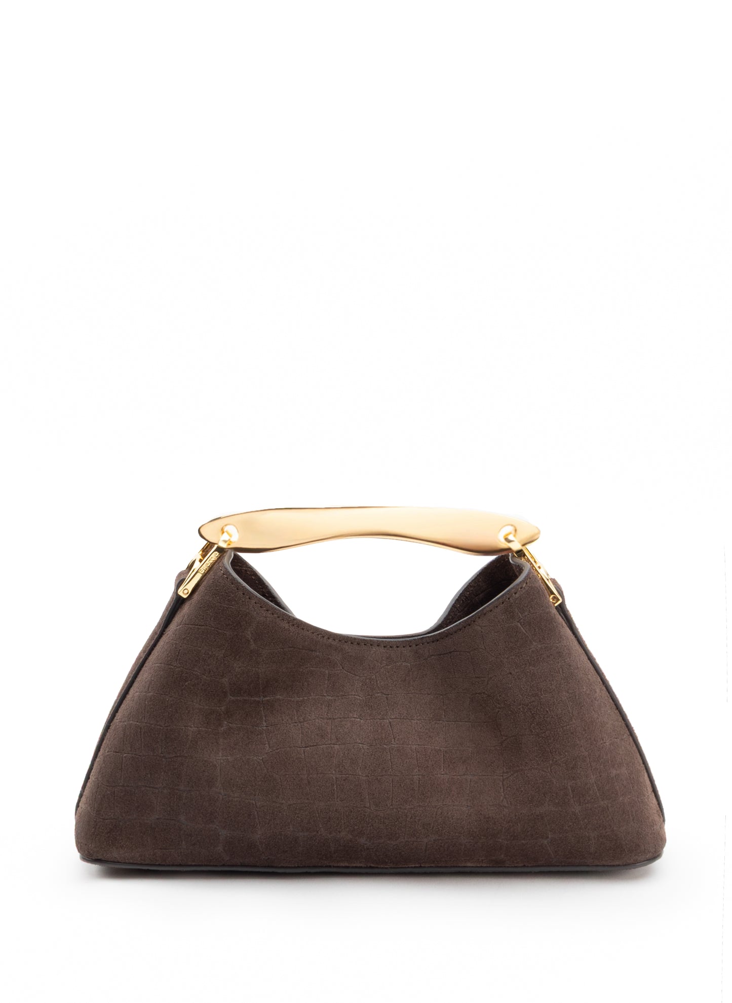 Mini Boomerang Croco Suede Moka