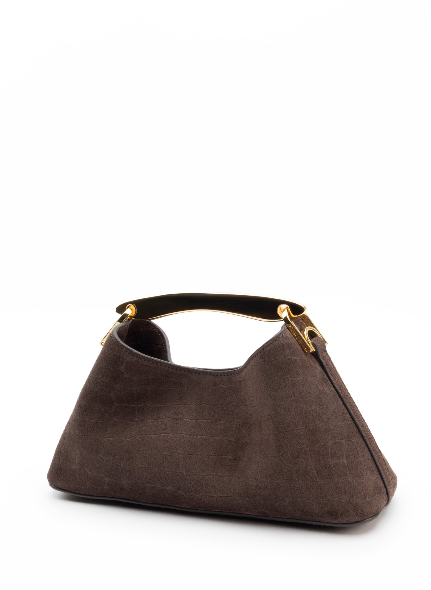 Mini Boomerang Croco Suede Moka