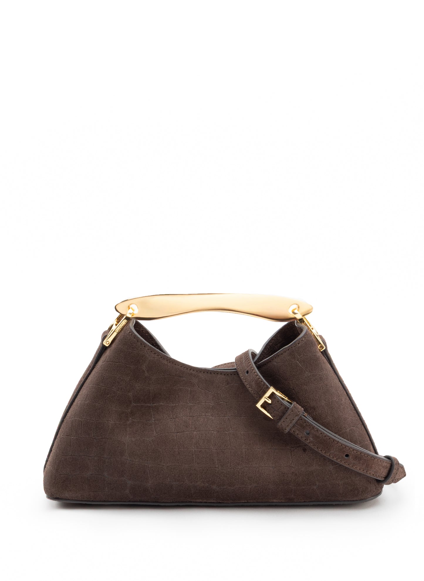 Mini Boomerang Croco Suede Moka