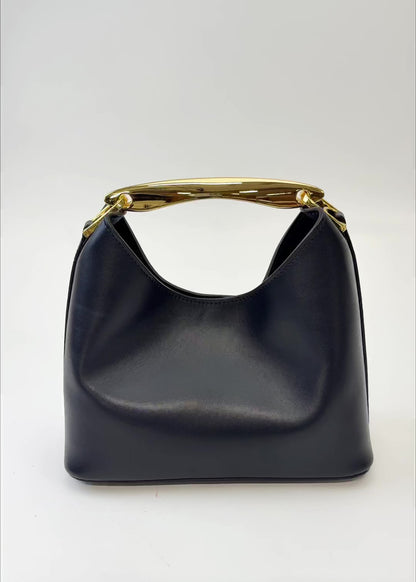 Small Boomerang Leather Black - Gold