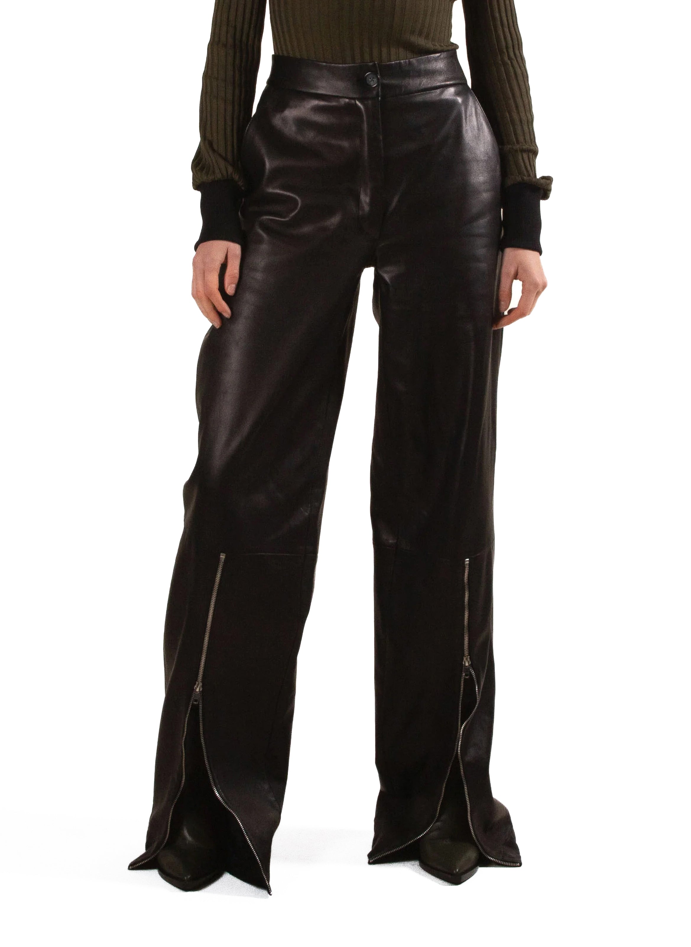 Dilyenne Pant - Mid Waist Straight Leg Faux Leather Pant in Beige | Showpo  USA