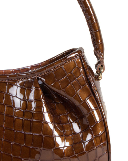Dimple Croco Pearl Leather Chocolate
